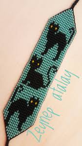 Zeynepatalay Kumboncuk Tezgahdokuma Bileklik Loom Loombracelet Blackcats Glassbeads Handmade Boncuk Dokuma Desenleri Dokuma Desenler Boncuk