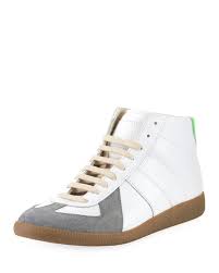 Maison Margiela Men S Replica Leather Suede Colorblock High Top Sneakers Maisonmargiela Shoes High Top Sneakers Top Sneakers Sneakers