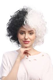 Free shipping on orders over $25.00. Lady Party Wig Evil Diva Bride Of Frankenstein Curly Unruly Mass Of Hair Half Black Half