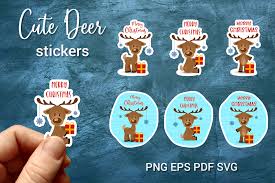Svgcuts.com blog free svg files for cricut design space, sure cuts a lot and silhouette studio designer edition. Cute Christmas Reindeer Stickers Print And Cut Gift Tags 988111 Stickers Design Bundles