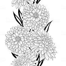 Floral Seamless Pattern Flower Chrysanthemum Background Flourish Chrysanthemum Drawing Flower Drawing Line Art Vector