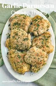 Garlic Parmesan Chicken Thighs Recipe Garlic Parmesan Chicken Chicken Recipes Chicken Thigh Recipes