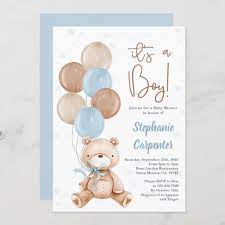 Teddy Bear Baby Shower Boy Invitation Zazzle Com