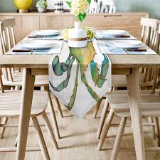 Table runners for round tables. Latitude Run Burlap Table Runner Dresser Scarves Watercolor Crabs Table Runner For Farmhouse Dining Room Coffee Table Boho Linen Table Runner For Outdoor Wedding Party Decor 18x72 Inches Long Wayfair