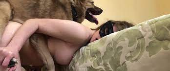 Beautiful masked girl with her horny dog