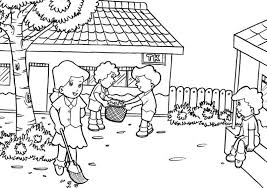 Gotong royong dan manfaat gotong. Gambar Mewarnai Lingkungan Sekolah Goreng