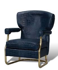 Santa Cruz Arm Chair Blue Croc Pattern Leather New Free Shipping Blue Accent Chairs Armchair Blue Armchair