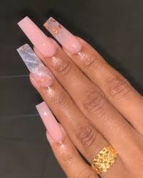 Black And Baby Pink Acrylic Nails Nails On Black Women In 2020 Square Acrylic Nails Blue Acrylic Nails Coffin Nails Designs