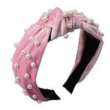 Amazon Com Lightclub Vintage Twisted Faux Pearl Tie Beading Women Wide Hair Hoop Velvet Headband Headwear H Velvet Headband Hair Hoops Big Statement Earrings