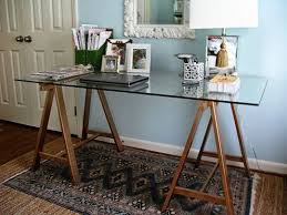 See more ideas about glass top desk, glass desk, home office. Create A Luxe Sawhorse Desk With Painted Ikea Parts Sawhorse Desk Diy Desk Sawhorse