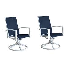Allen Roth Ocean Park 2 Count White Aluminum Swivel Patio Dining Chairs With Nautical Blue Sunbrella Sling Fabric Lowes Com Sectional Patio Furniture Swivel Dining Chairs Patio Dining Chairs