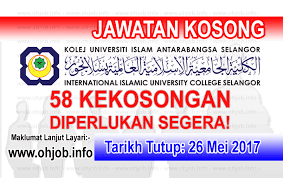 Full time, part time, internship. Jawatan Kosong Kuis Kolej Universiti Islam Antarabangsa Selangor 26 Mei 2017 Jawatan Kosong Kerajaan Swasta Terkini Malaysia 2021 2022