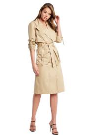 Formal or black tie optional. Billie Trench Coat Dress In Biscuit Bardot