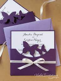 Purple Butterflies Wedding Invitation Butterfly Handmade Pocket Envelope Handmade Wedding Invitations Wedding Invitation Samples Butterfly Wedding Invitations