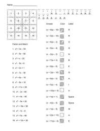 Factoring Quadratics Color And Matching Worksheet Quadratics Teaching Algebra Factoring Quadratics