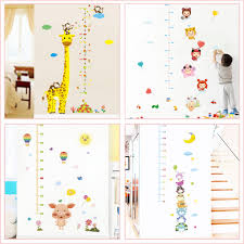 Us 3 63 20 Off Cartoon Giraffe Growth Chart Wall Stickers Kids Room Home Decoration Pig Monkey Owl Animals Mural Art Height Measure Wall Decals In