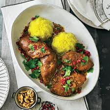 Persisches Hahnchen Mit Granatapfel Und Pilaw Rezept Persisches Essen Fleisch Gerichte Persische Rezepte