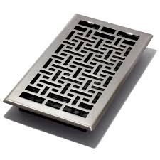 Decor Grates 6 In X 12 In Oriental Nickel Floor Register Ajh612 Nkl The Home Depot Wall Registers Floor Registers Antique Flooring
