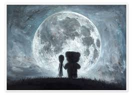 In my dreams you always bring me to the Moon print by Adrian Borda