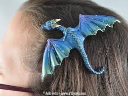 Custom Made Realistic Baby Aurora Borealis Dragon Hair Clip Hair Clips Dragon Sculpting