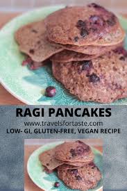 ragi pancakes with blueberries finger