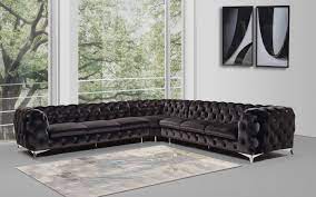 Excellent addition to any interior. Divani Casa Delilah Glam Black Fabric Sectional Sofa