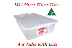 Heavy duty storage containerour hdx 70 gal. 4 X 12l Clear Plastic Under Bed Box W Lid Storage Containers Tubs Australia Made Kogan Com