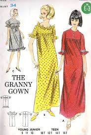 1960s Granny Gown Dress In Two Lengths Vintage Sewing Pattern Butterick 3831 Bust 34 Gown Pattern Vintage Dress Design Boho Style Dresses