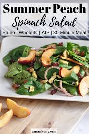 Summer Peach Spinach Salad Rezept Spinat Salat Rezeptideen Gesunde Beilagen