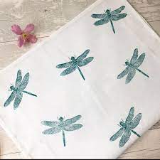 These Turquoise Dragonfly Print Tea Towels Make Such Lovely Summery Gifts Dragonfly Prints Fabric Stamping Printed Tea Towel