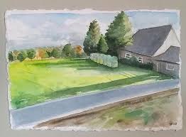 Original Watercolor Painting On The Way To Groningen Scenes From The Train 4 Fine Art Art Painting By Galit Hahn Watercolor Paintings Painting Fine Art