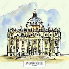 ¿estás buscando la mejor manera de comprar tus entradas del museo del vaticano ? La Basilica Papal De San Pedro En El Vaticano Dibujado A Mano Ilustracion De La Acuarela Ilustraciones Vectoriales Clip Art Vectorizado Libre De Derechos Image 53743584