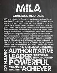 Mila Personalized Name Print Typography Print Detailed Name Definitions Numerology Calculated Destiny Trai Baby Girl Names Cute Baby Names Baby Boy Names