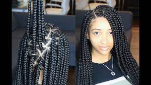 Jumbo Box Braids Triangle Parts Youtube Jumbo Box Braids Triangle Box Braids Box Braids Styling