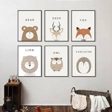 Hygge North Animal Friends Print Collection Decoracion Cuarto Bebe Nino Lienzo De Pintura De Ninos Decorar Cuarto Bebe