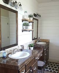 Love The Shelves And Vanity Between The Double Sinks Master Bathroom Makeover Bathroom Mirror With Shelf Bathroom Decor