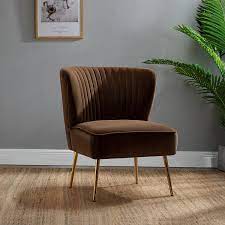 Giantex set of 2 velvet accent chair, upholstered modern leisure club chairs with solid wood legs, thick sponge seat, adjustable foot pads, armless wingback chairs for bedroom living room (2, grey) 4.5 out of 5 stars. Brown Velvet Accent Chairs You Ll Love In 2021 Wayfair