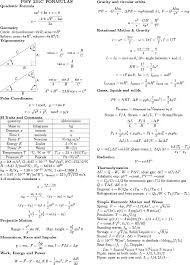 Physics Formula Sheet Physics 231c 232c Formula Sheets We