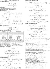 physics formula sheet physics 231c 232c formula sheets we