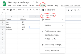 Birthday Reminders Using Google Sheets