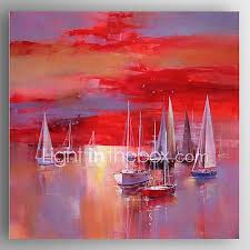 96 24 Peinture A L Huile Hang Peint Peint A La Main Paysage Moderne Inclure Cadre Interieur Toile Tendue Boat Art Boat Painting Art