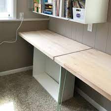 Then it was time to cut some butcher block! Diy Desk From A Countertop Mid Modern Mama