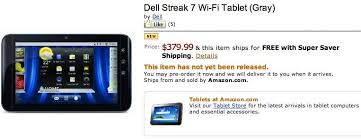Dell Streak 7 WiFi up for Amazon pre ...