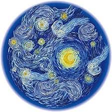 Although dark this image has a lot of movement; Amazon Com Bgraamiens Puzzle Starry Starry Night 1000 Pieces Creative Round Blue Board Jigsaw Puzzles Inspired By Van Gogh Toys In 2021 Van Gogh Starry Night Starry