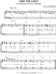 And at last i see the light a b c e f e g and it's like the fog has lifted c e d c g f f e and at last i see the light Mandy Moore I See The Light Sheet Music Easy Piano In D Major Transposable Download Print Sku Mn0092243
