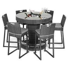 Browse through various outdoor bar table and chairs and find pieces that suit your needs at a great value. Maze Rattan Lagos Grey Garden Bar Table With Ice Bucket And 6 Stools Outdoor Bar Table Garden Bar Bar Table And Stools