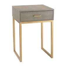 Sterling Shagreen Grey Side Table Grey Side Table End Tables End Tables With Storage