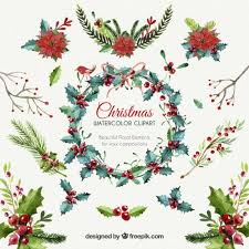 Download Christmas Floral Elements For Free Christmas Watercolor Christmas Graphics Christmas Art