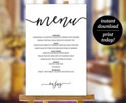 3 Sizes Wedding Menu Sign Template Printable Wedding Menu Etsy Printable Wedding Menu Wedding Memory Table Sign Wedding Program Sign