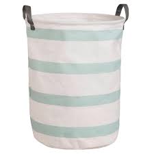 Striped Mint Green Linen Basket Maisons Du Monde Green Laundry Mint Green Accessories Rose Gold Bedroom